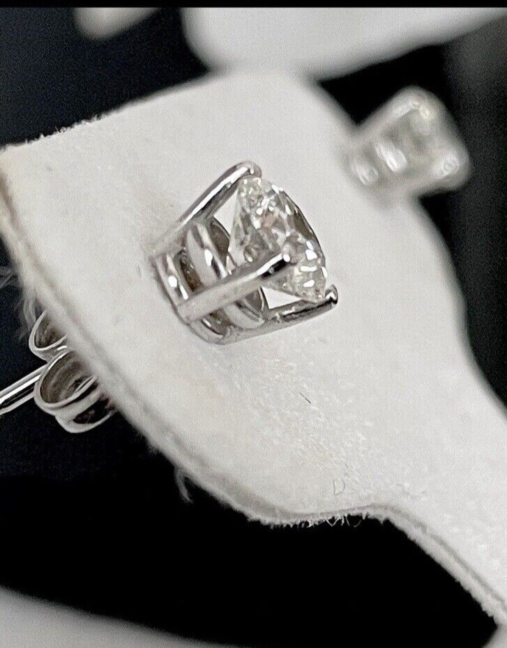 14k White Gold High Quality Vs1 G Color Very Good Cut Diamond 1ct Tdw Studs