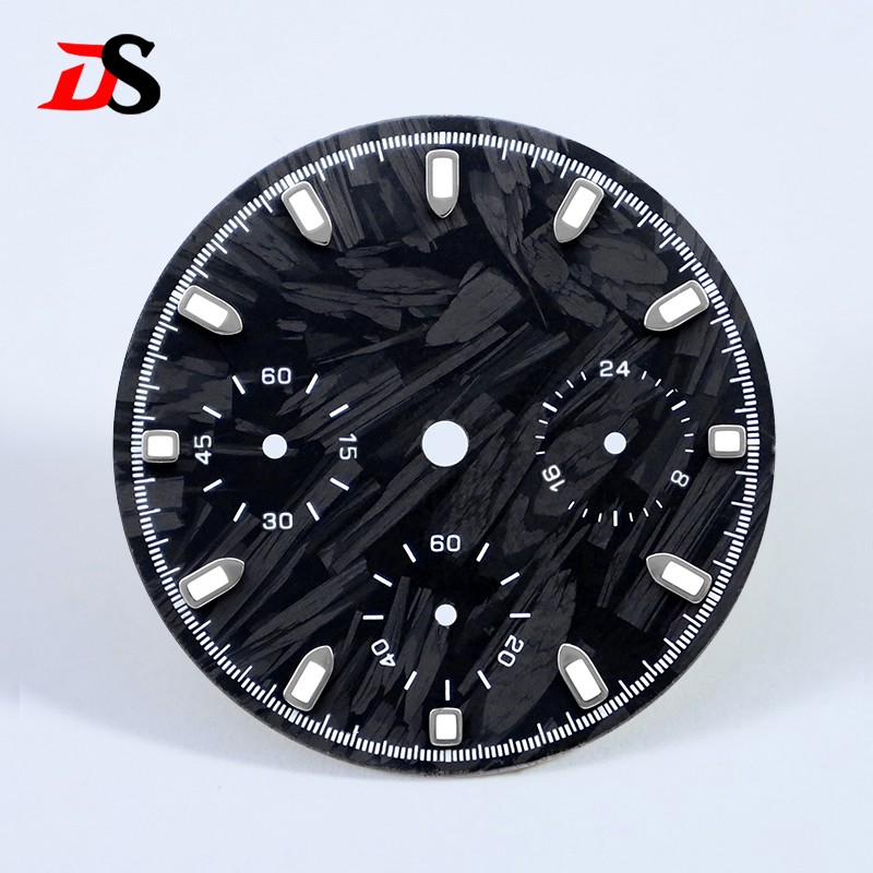 DS 29.5mm Dial Carbon Fiber Dial Blue Lume for VK63 Movement Black Lume Custom