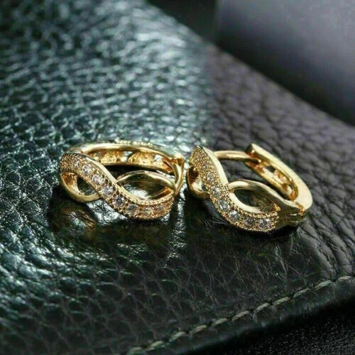 1.13cts Natural Moissanite Infinity Women’s Drop Earring 14K Yellow Gold Plated