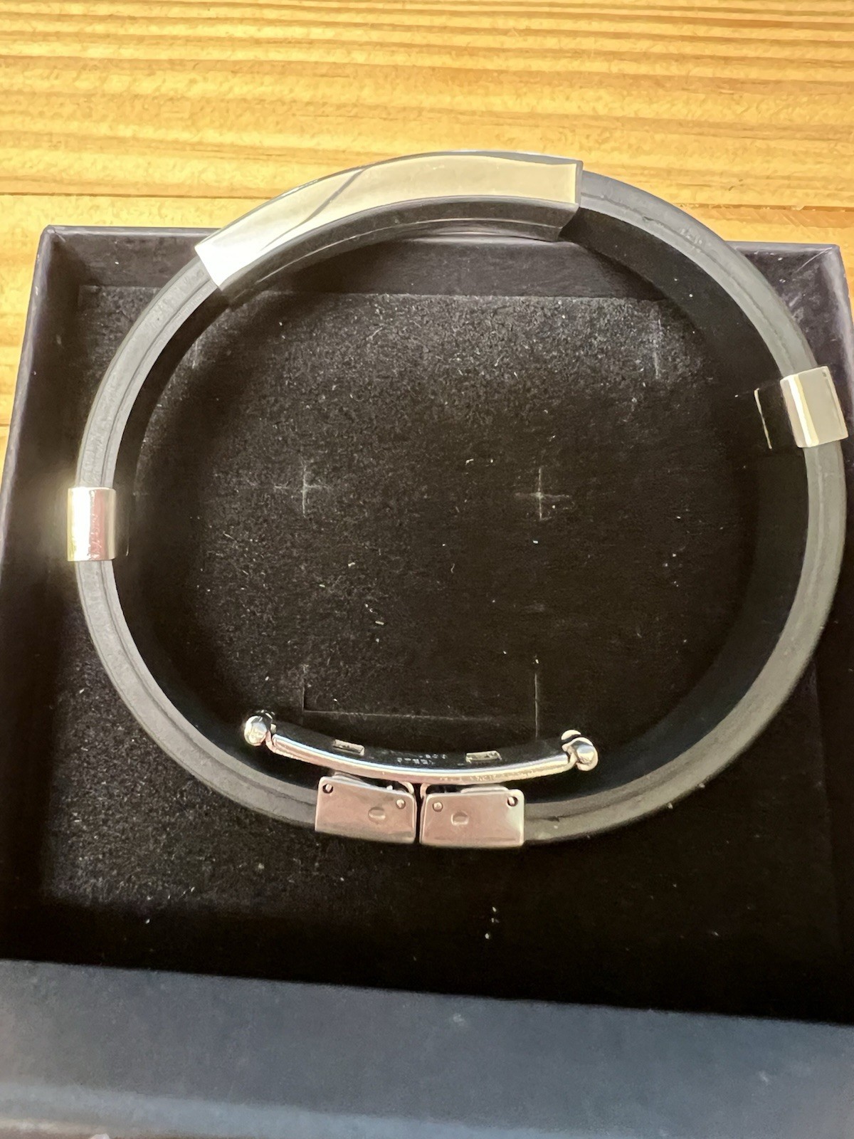 Black With Dark Blue Inlay Stainless Steel Bracelet.