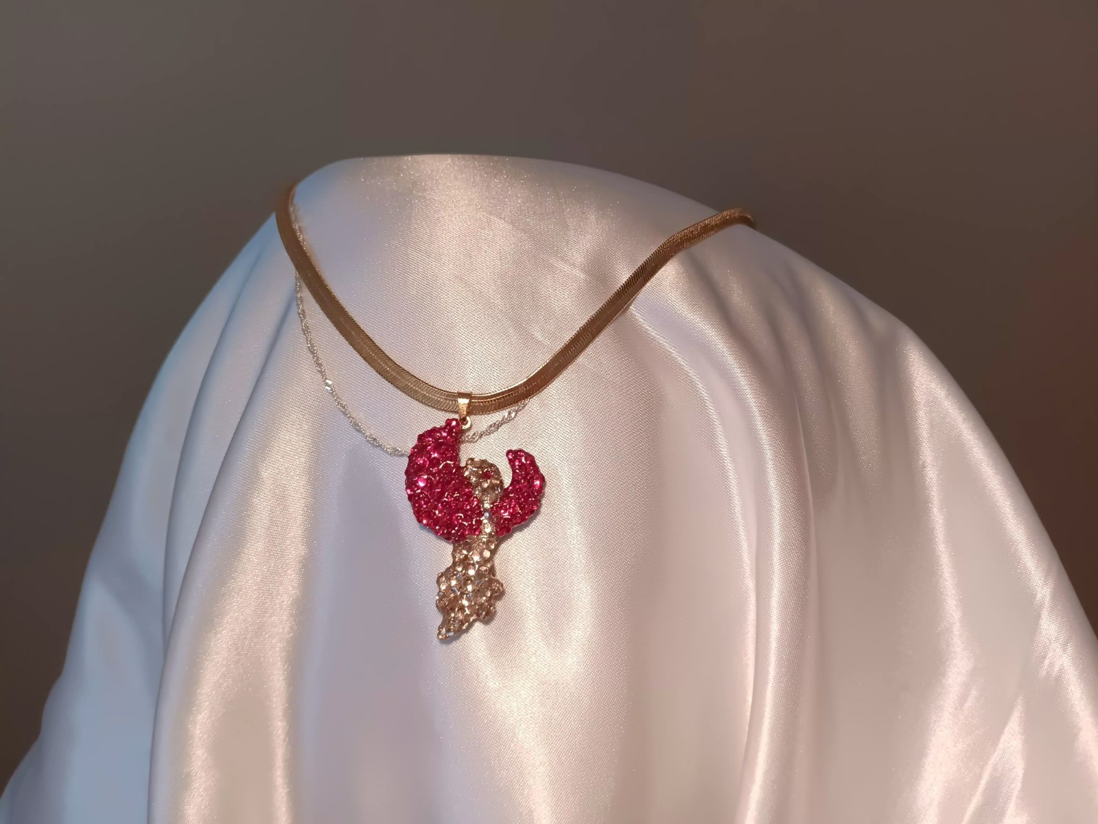 Phoenix Necklace Reversible Pendant Jewelry Crystal Phoenix Gift