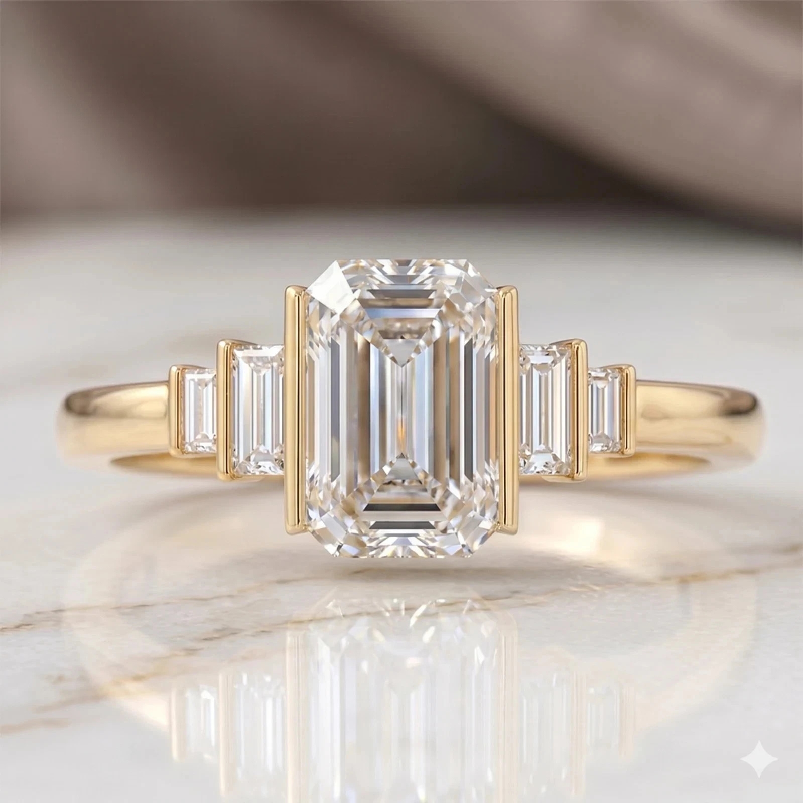 IGI 2.50Ct Emerald VS1 Lab Grown Diamond Engagement Promise Ring 14K Yellow Gold