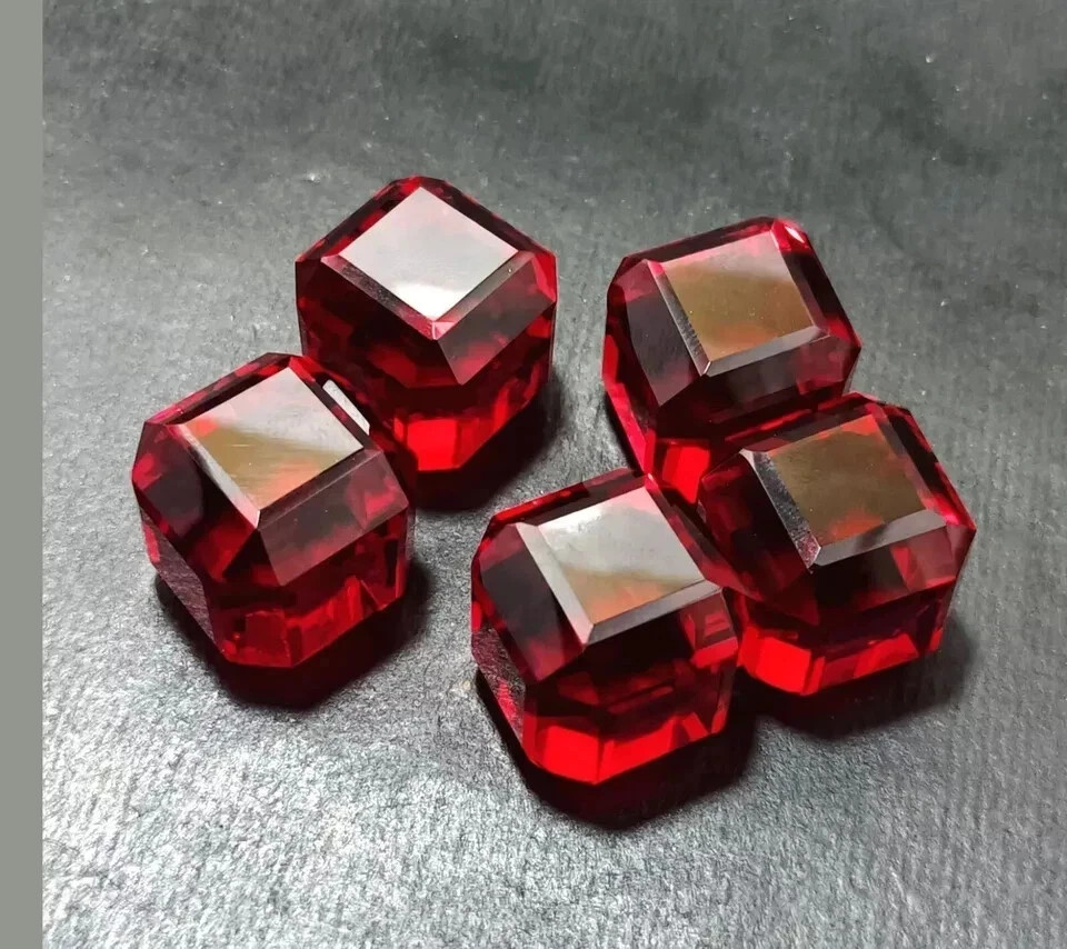 200 Ct Natural Burma Ruby Lot 5 Pcs Cube Cut Certified Loose Gemstones