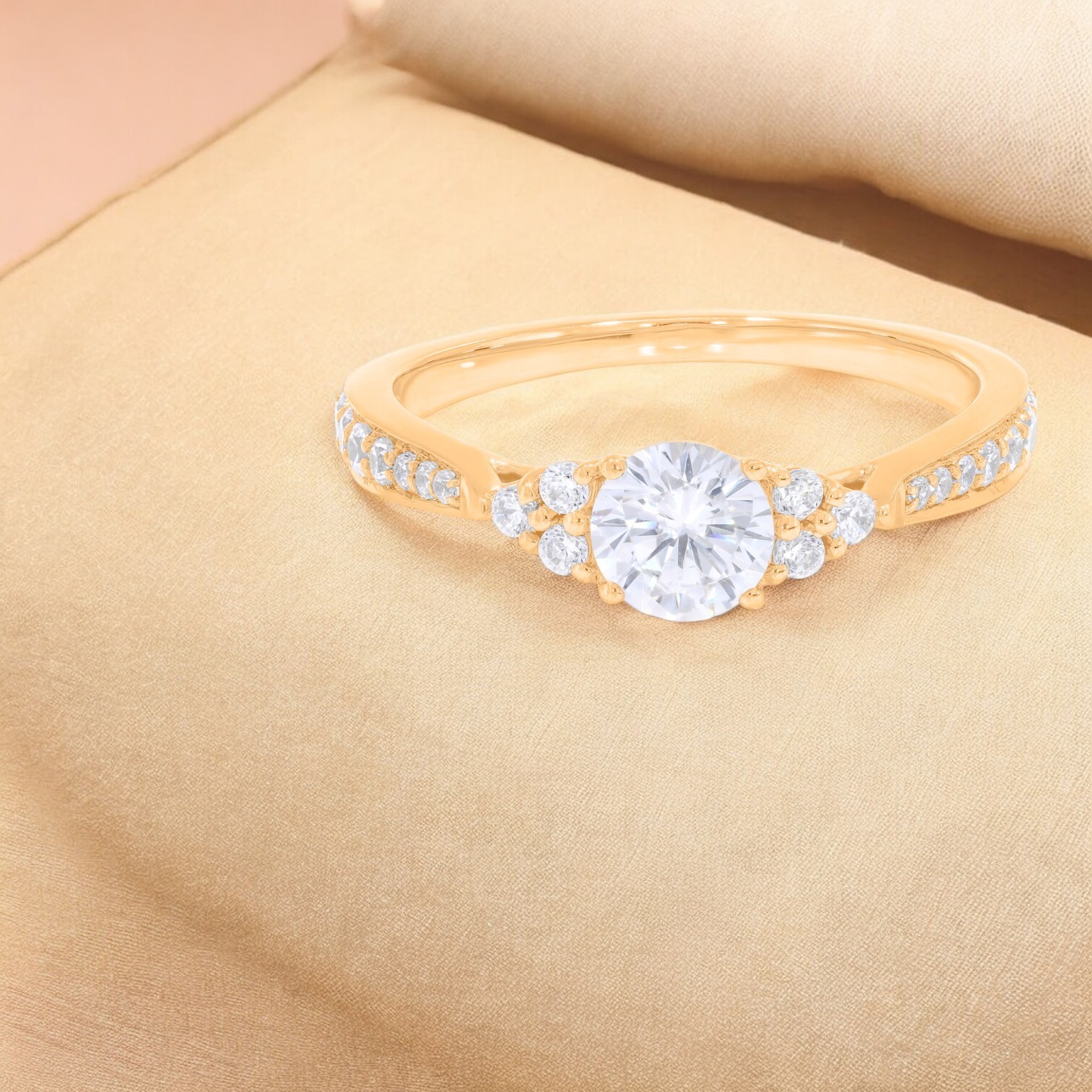 0.97 Carat Round Lab Grown Diamond Ring 14k White Gold Certified