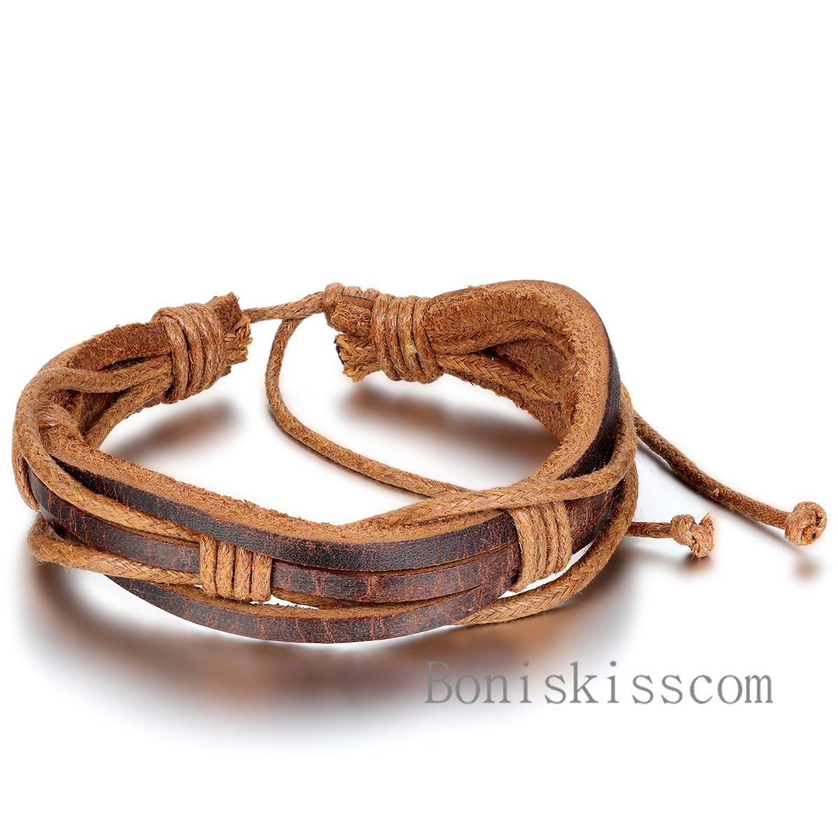 Punk Leather Wrap Braided Strap Cord Bangle Adjustable Bracelet Tribal Men Women