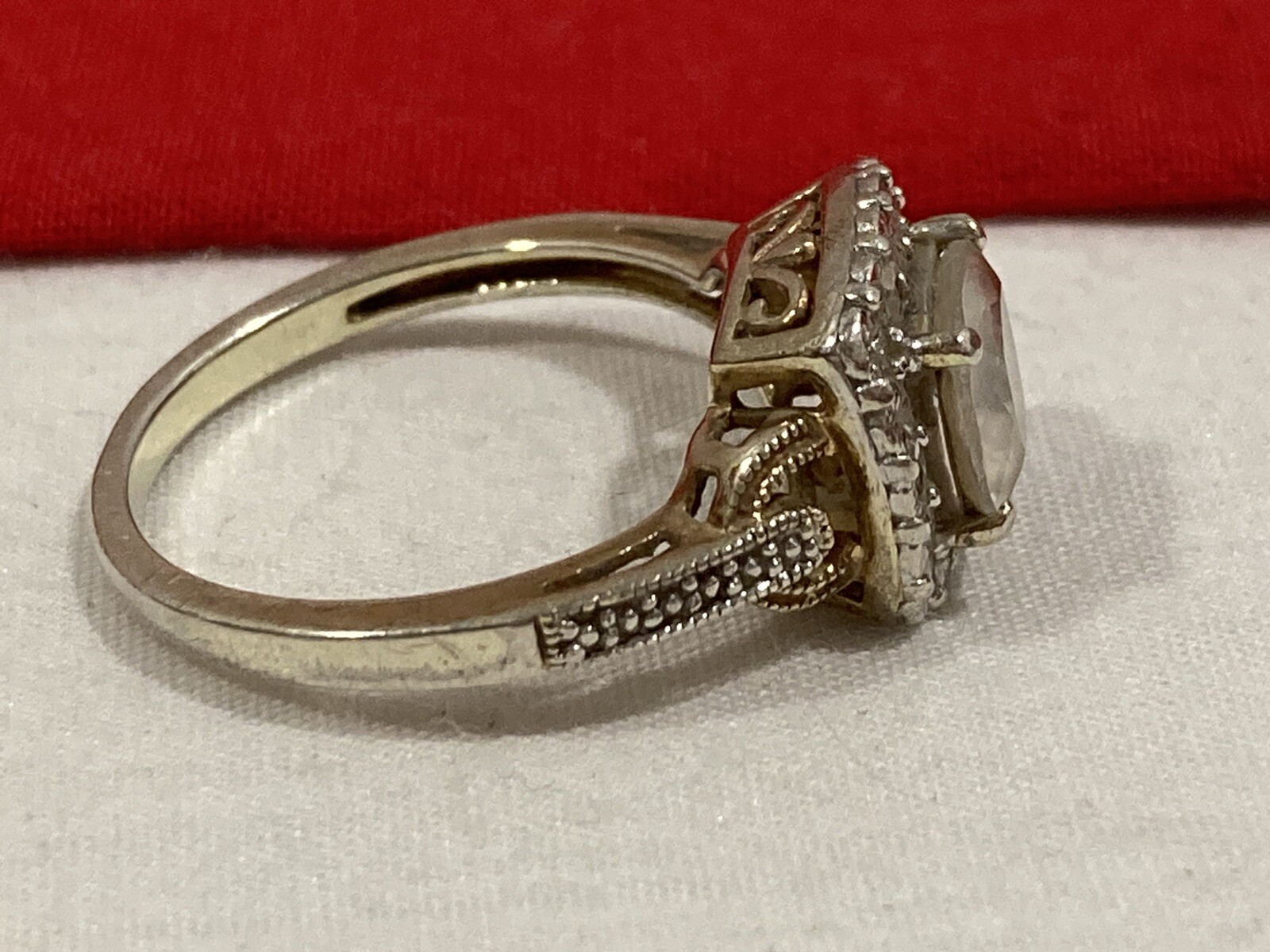 925 Signed Sterling Silver CZ Cubic Zirconia Halo Cocktail Band Ring SIZE 7.75