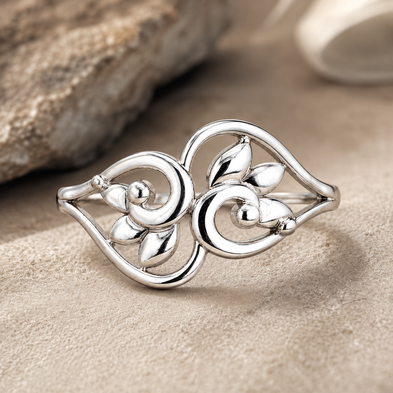 925 Sterling Silver Floral Ring Nature Inspired Leaf Vine Jewelry Gift