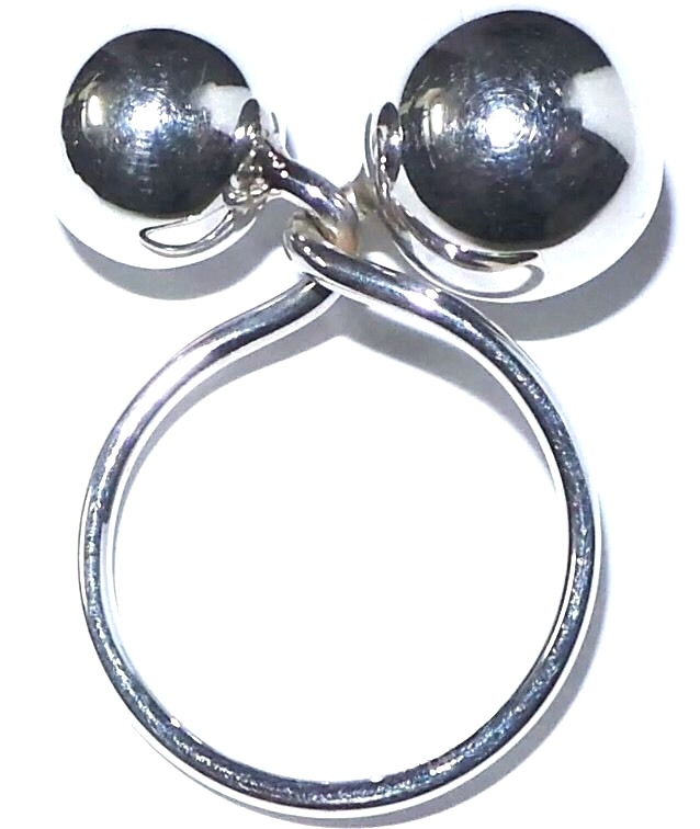 NEW 12mm/8mm SOLID 925 Sterling Silver Duo Twist Sphere BALLS ring 5.36g Sz 7.5
