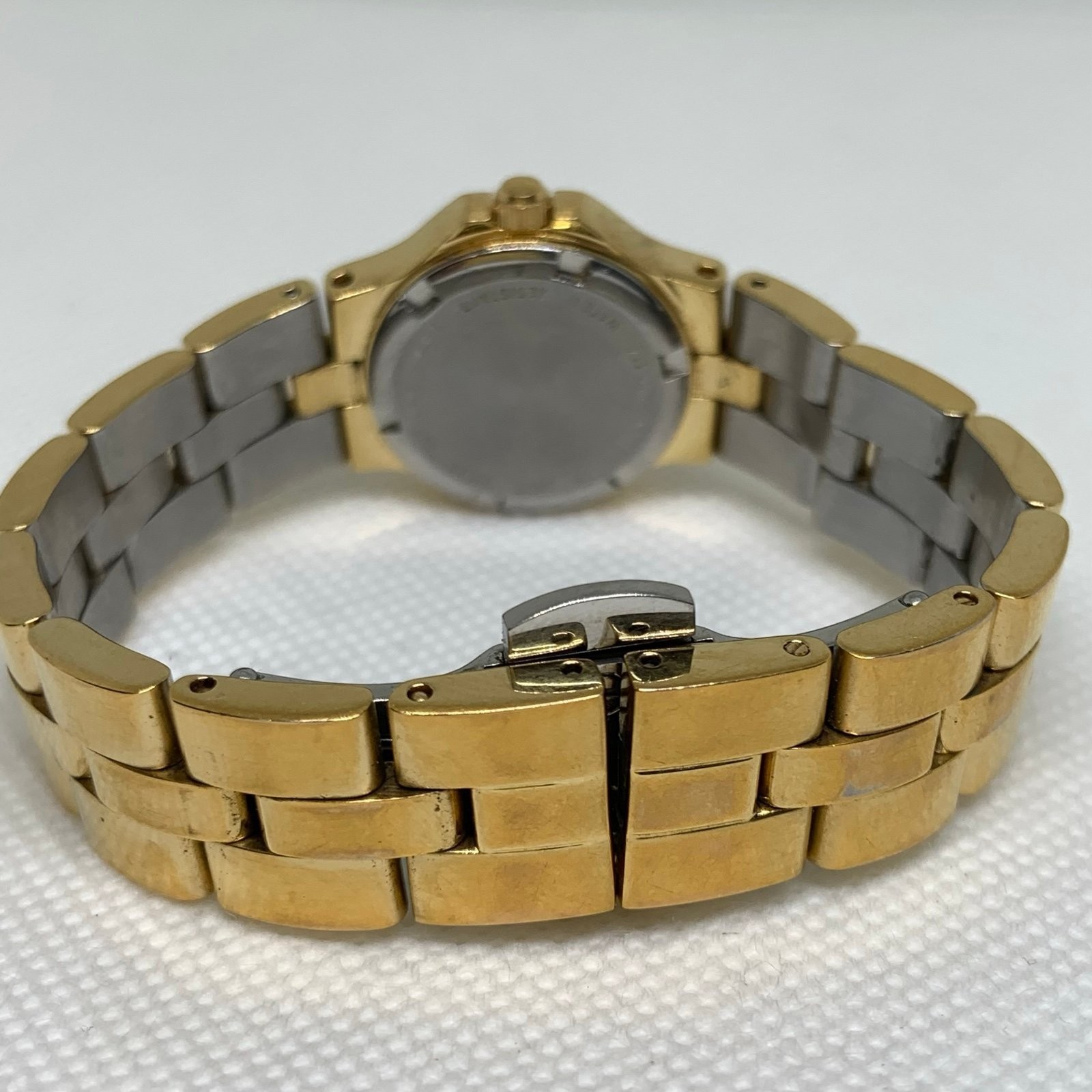 Belair watch women date gold tone black dial 23mm 956-114 quartz 5.5” running