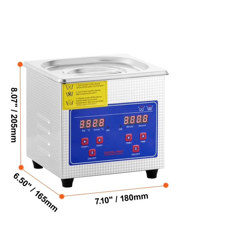 Ultrasonic Cleaner 40kHz Jewelry Cleaner 60W Stainless Steel Digital Control New
