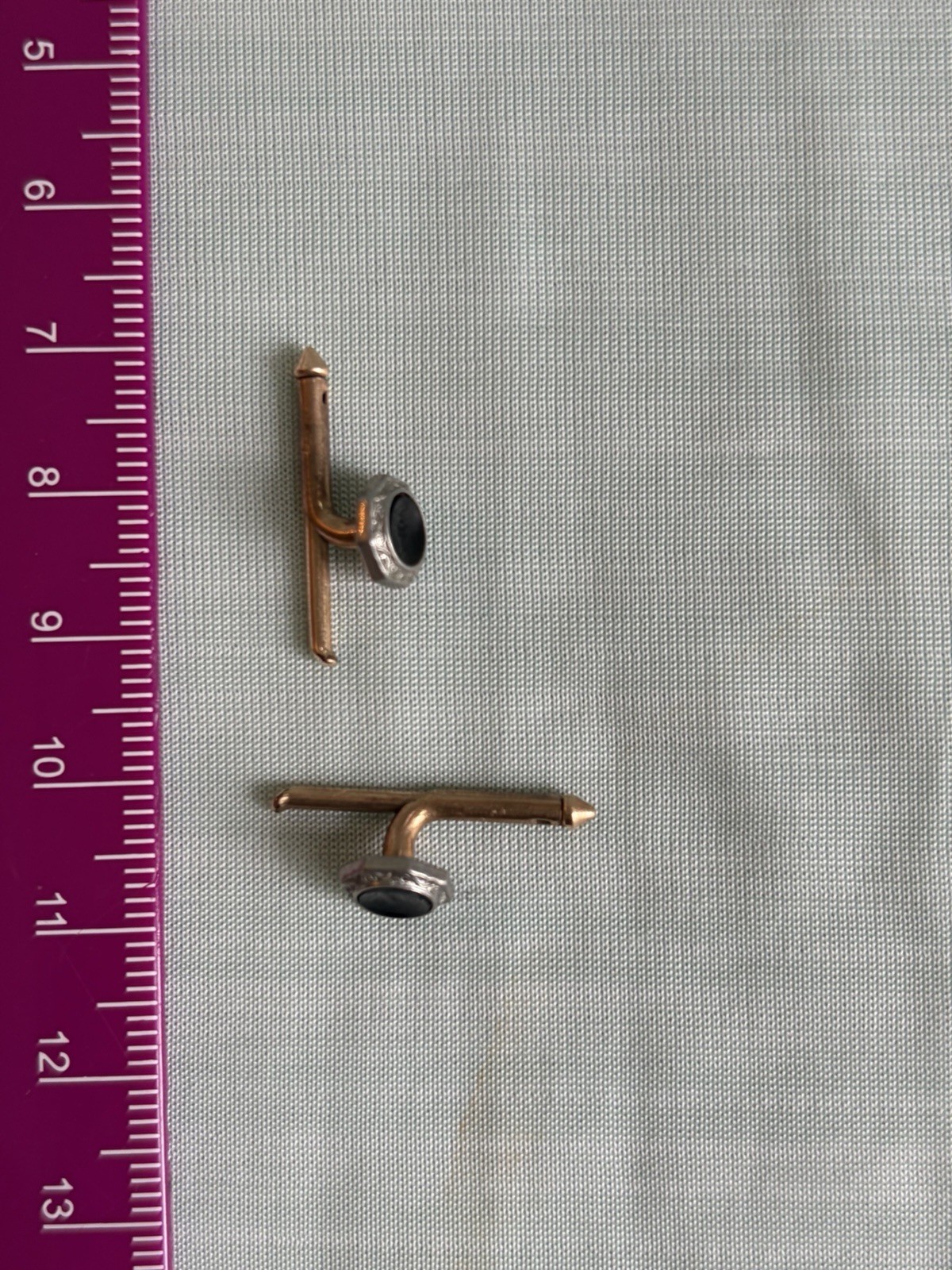 Two 1/4″ Black Octagon MOP Larter Sons RGP Vintage Formal Tux Studs