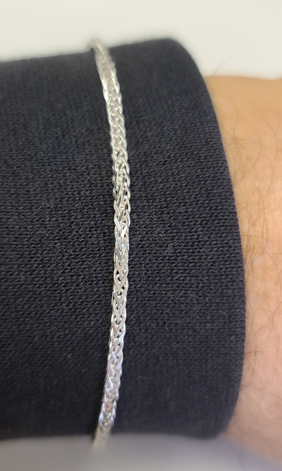 New Sterling 925 Solid Silver Wheat Link 7.4″ Bracelet 2mm Wide ITALY Made
