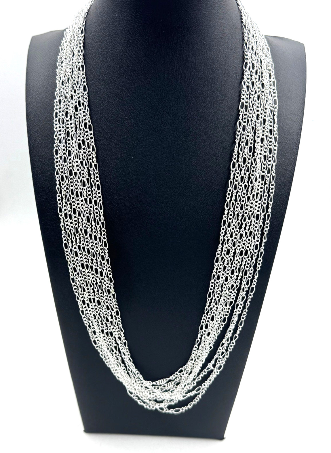 LOT OF TEN (10) Italian Figaro 2mm Chain Necklaces 24″ Sterling Silver