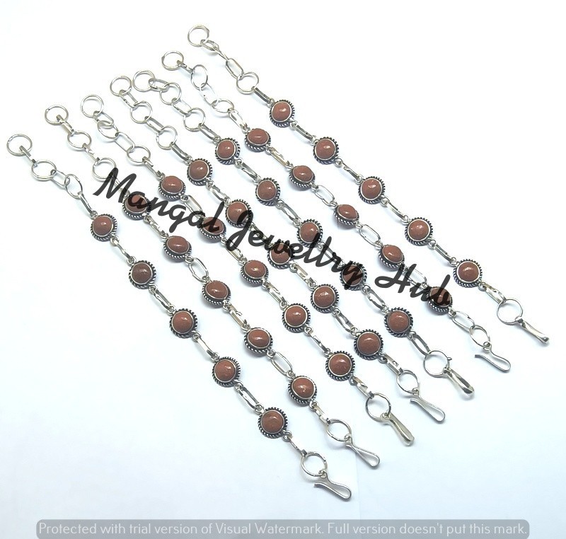 10PCS Lot Sunstone Gemstone Bracelets 925 Sterling Silver Plated Bulk Jewellery
