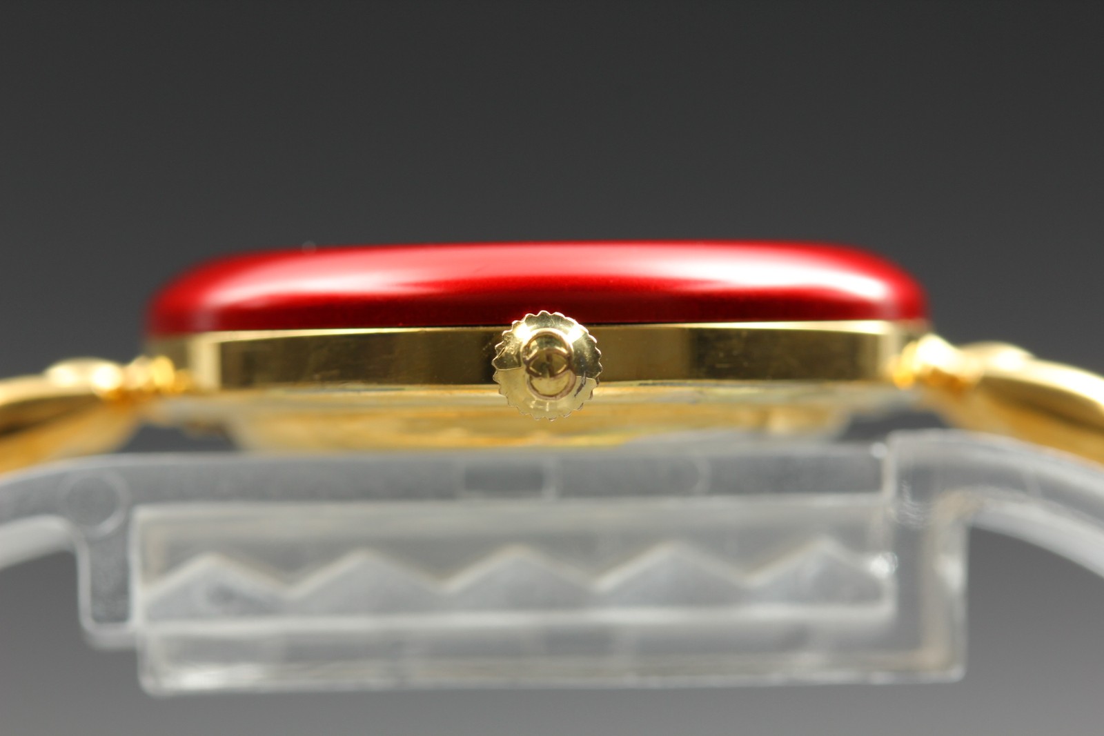[Exc+5] Vintage Gucci 1100L Change Bezel Red Gold Bangle Quartz Women’s Watch