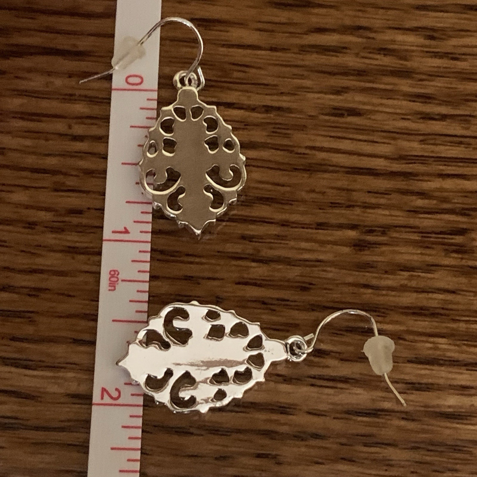 Chaps Silver Tone Ornate Filigree Dangle Hook Earrings, Nickel Free NWT