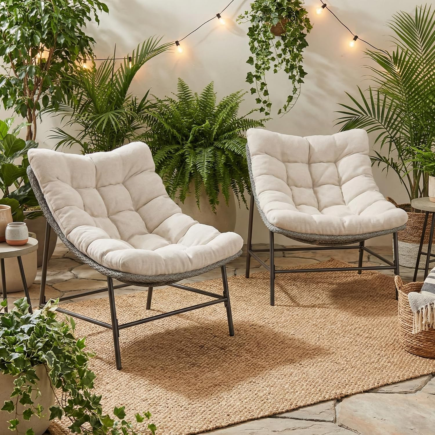 Sophia & William Outdoor Papasan Chairs with Cushion and Frame, Comfy Patio Chai