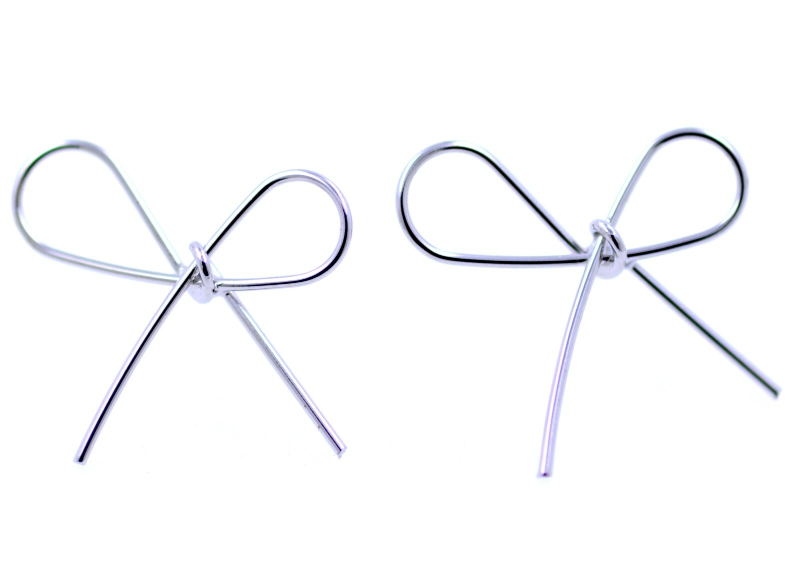 Super cute silver tone alloy cut out bow stud earrings