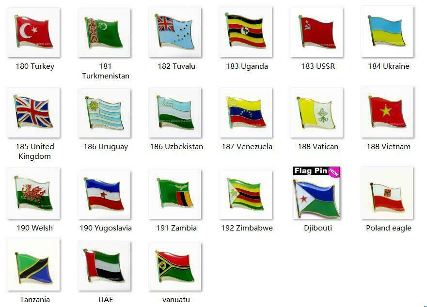 National Flag Metal Lapel Pin Brooch All over the World USA UK Canada Mexico