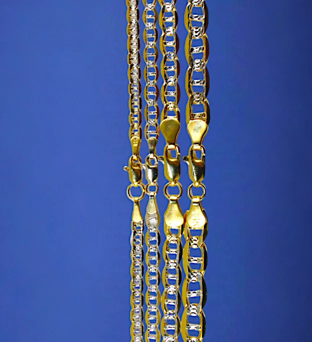 10K Yellow Gold SOLID Pave Anchor Mariner Necklace Bracelet Chain 3mm-6mm 7″-30″
