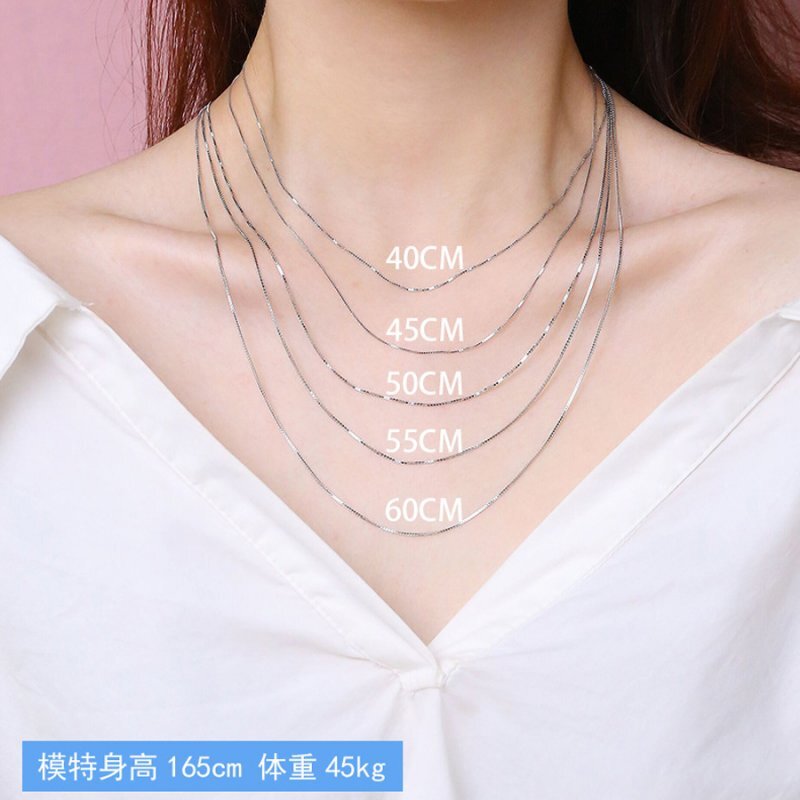 1pc 925 Silver 1MM Box Chain Necklace For Pendant Women Men Jewelry Wholesale