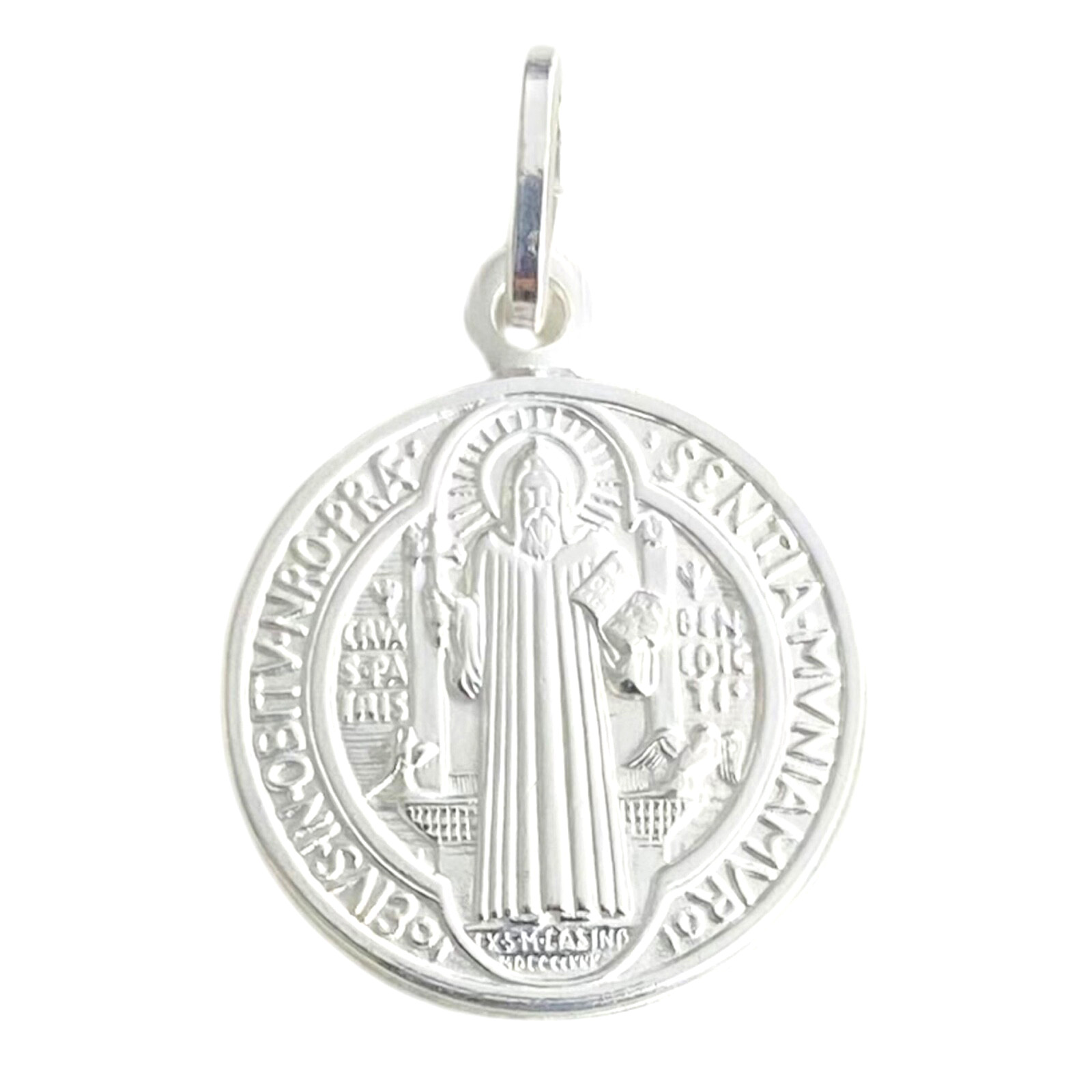 925 Silver Saint Benedict 18mm Pendant Or Necklace Good Luck ,Protection-P158