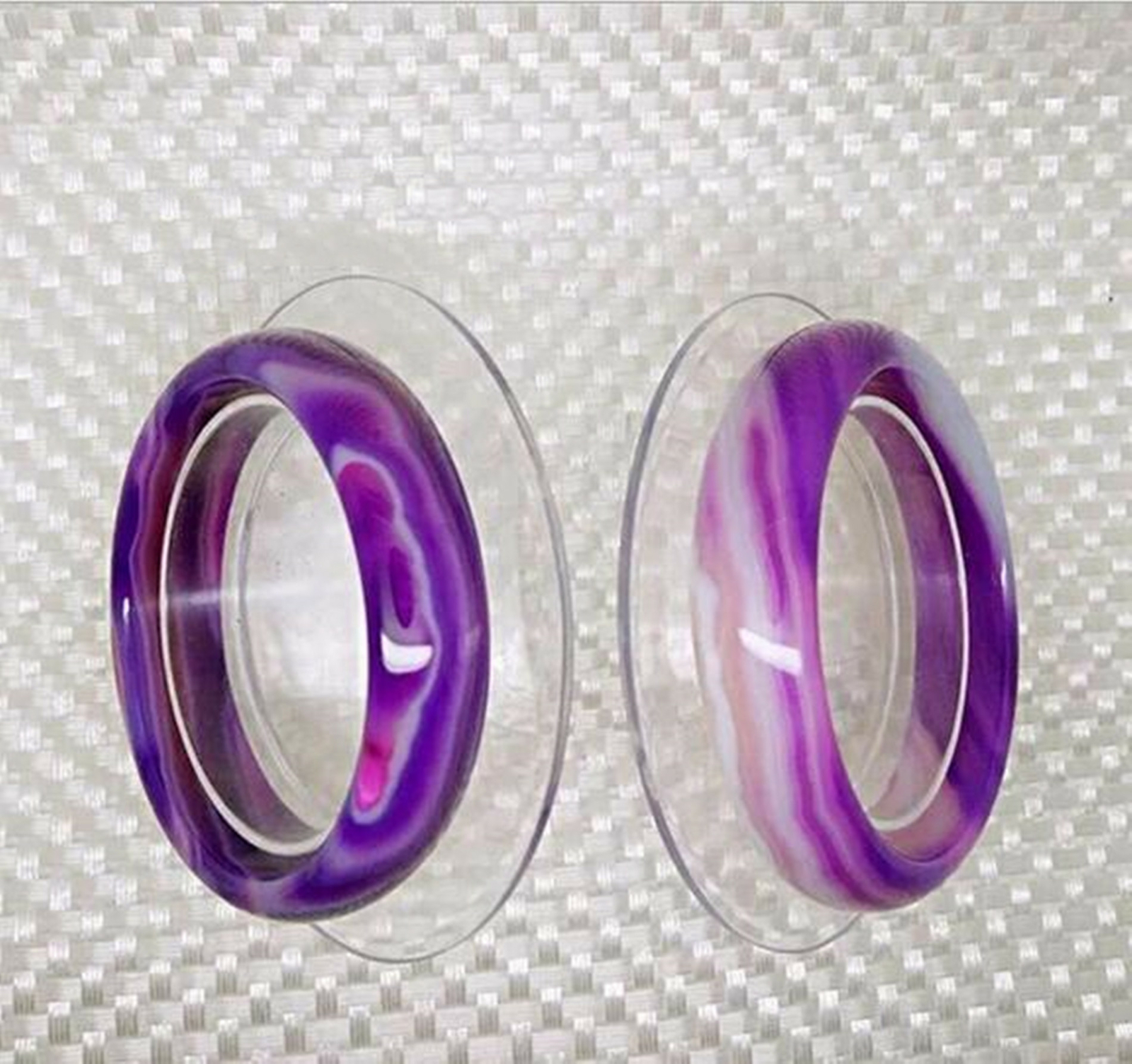 Beautiful Natural Lavender Purple Stripe Agate Gems Bangle Bracelet 56-64mm AAA