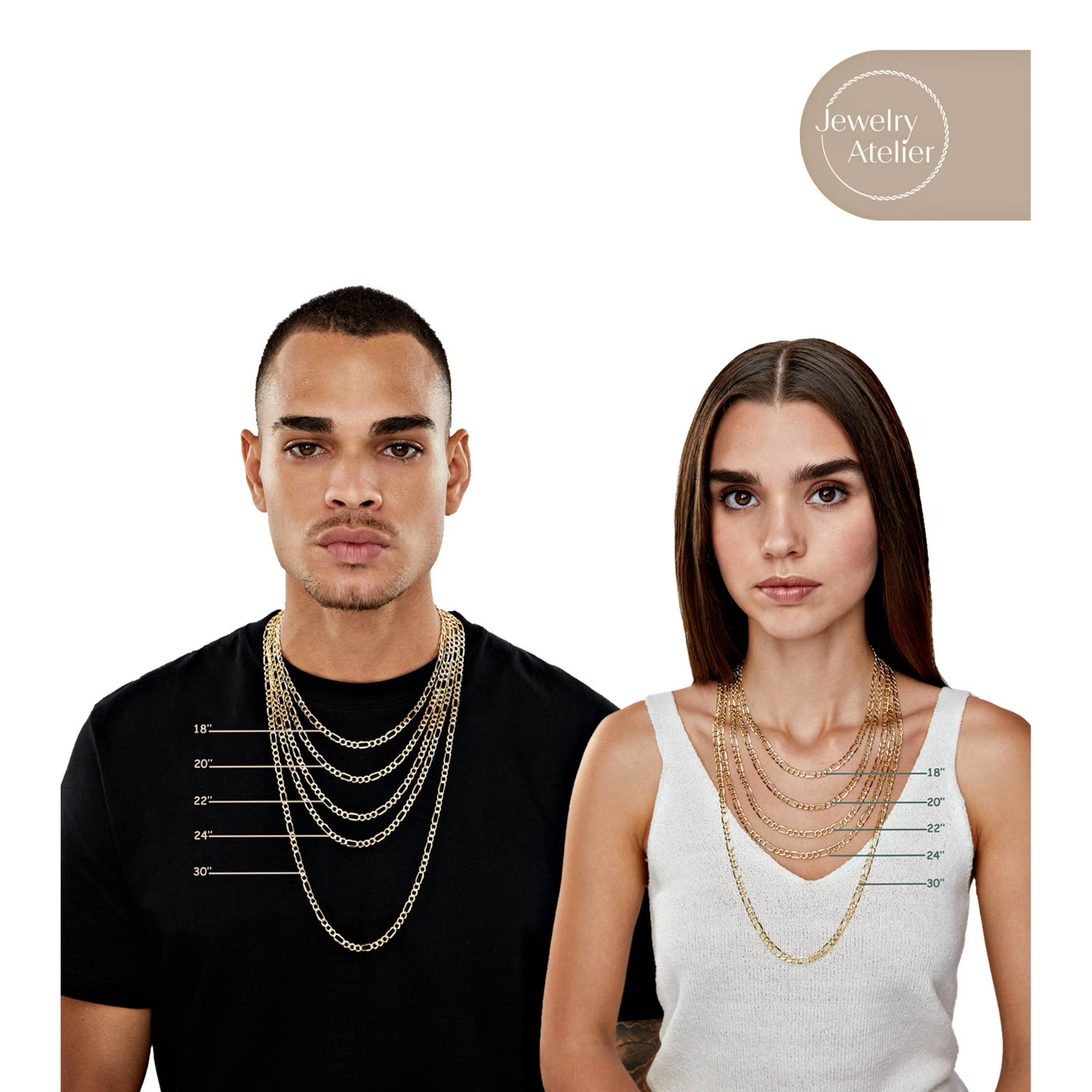Jewelry Atelier Gold Chain Necklace -14K Solid Yellow Gold Filled 20″ L 4.7 mm W