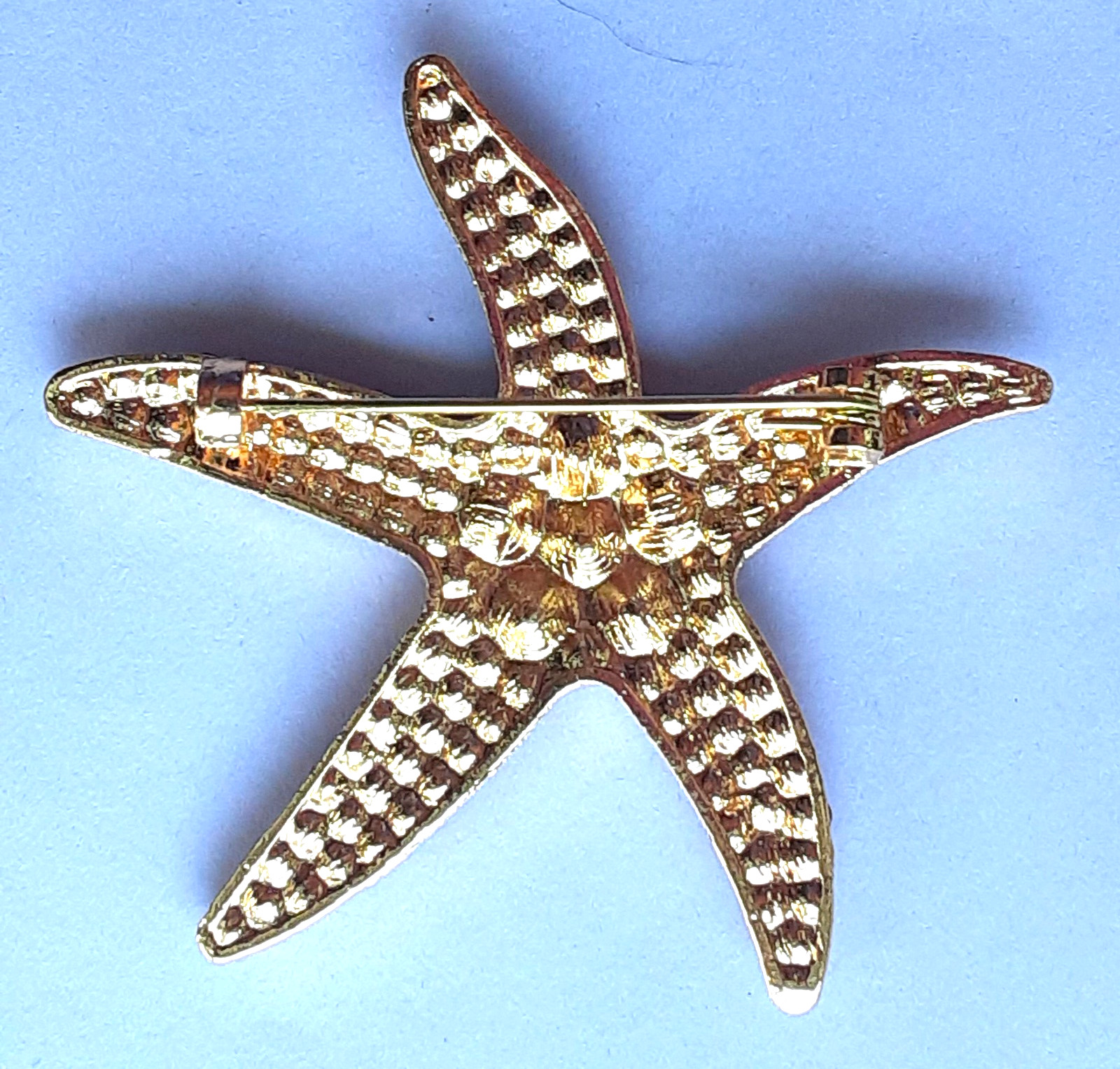 AQUA BLUE STARFISH BROOCH with AB crystals in GIFT BOX Gold color #BRO7