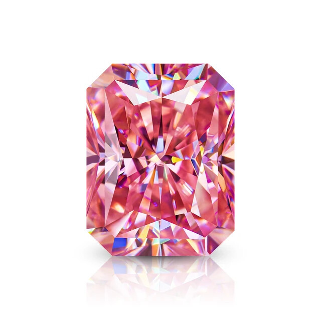Pink color Radiant cut Certified Loose moissanite Stones For jewelry making