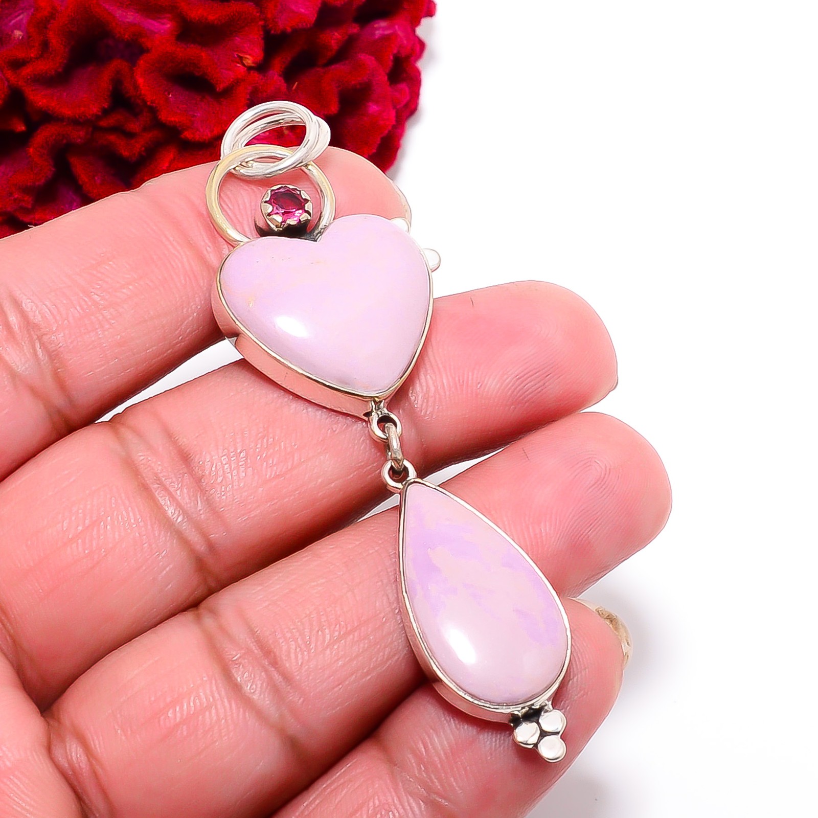 Phosphosiderite – Argentina & Pink Tourmaline 925 Silver Pendant 2.89″ P10181966