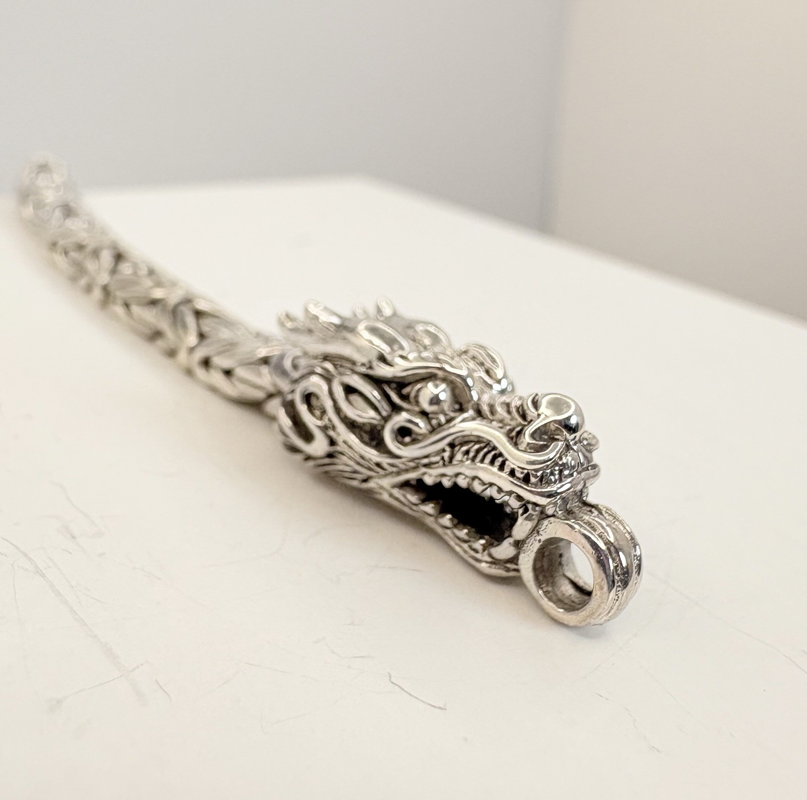 Dragon Head Borobudur Bracelet Sterling Silver 30.10g 7.25in Bali Legacy