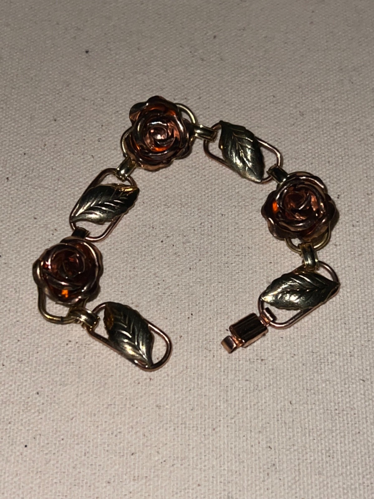 Vintage 1/20 12k Gold Filled Probst USA Gold and Rose Gold Tone Floral Bracelet