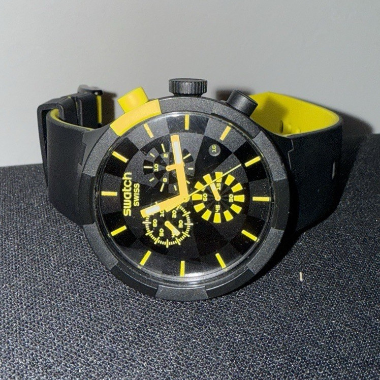 Swatch SB02B403, Big Bold Chrono 47mm Water-resistant Quartz Watch, Black