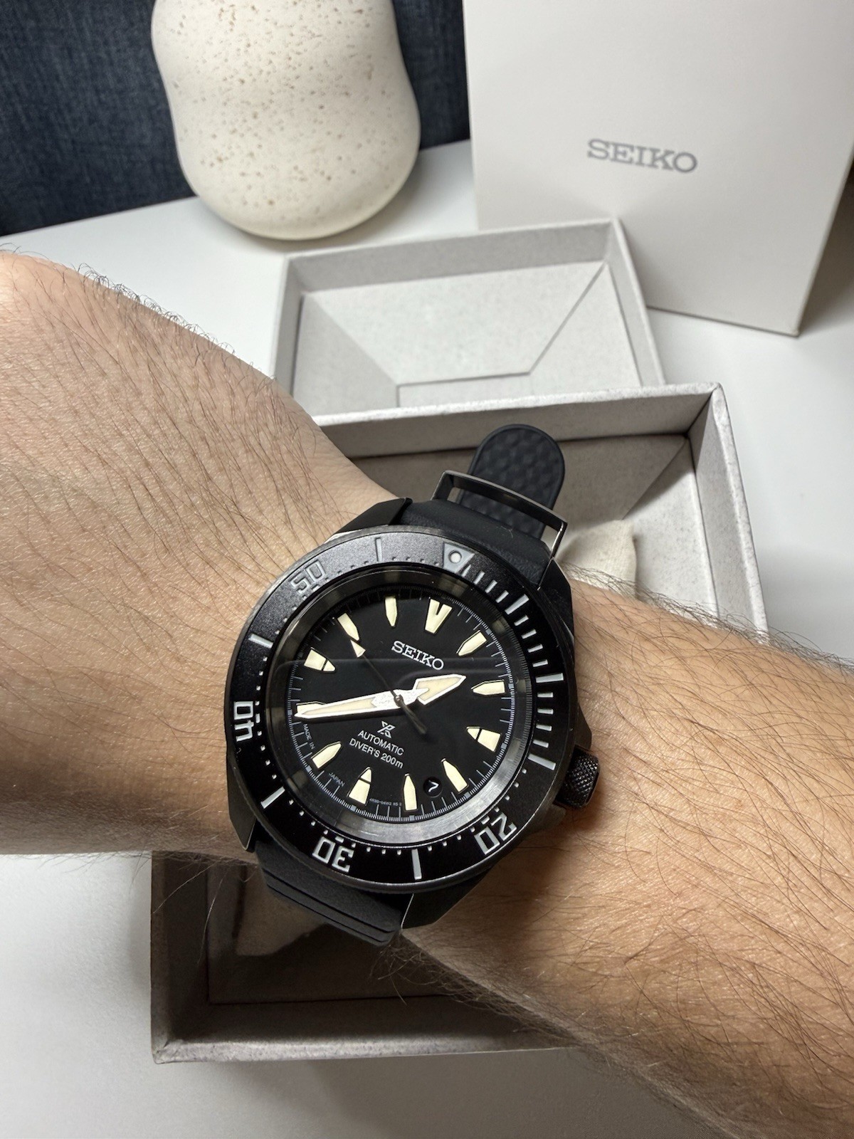 Seiko Prospex Samurai Diver Black Dial Silliocne Strap Watch SRPL15