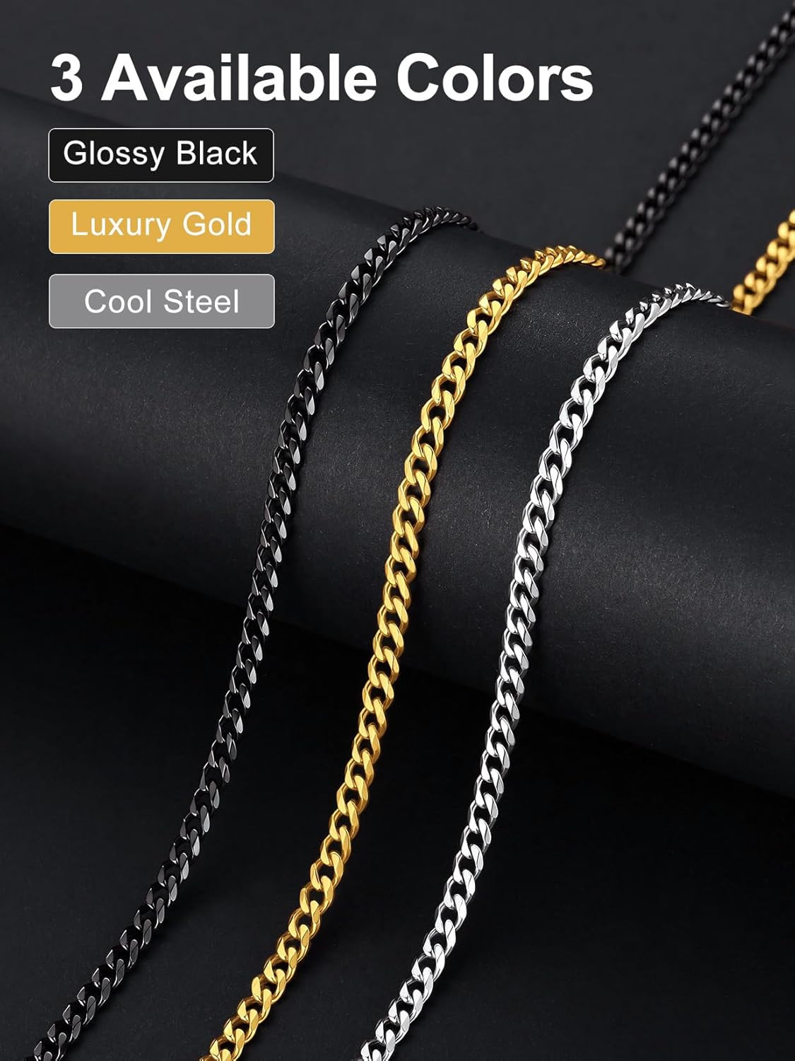 18-40MEN Stainless Steel 3/4/5/6/8Mm Gold Plated Miami Cuban Chain Necklace*155
