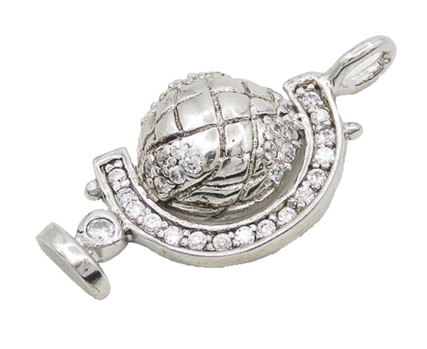 925 Sterling Silver Vintage Cubic Zirconia Petite Globe Pendant PT14619