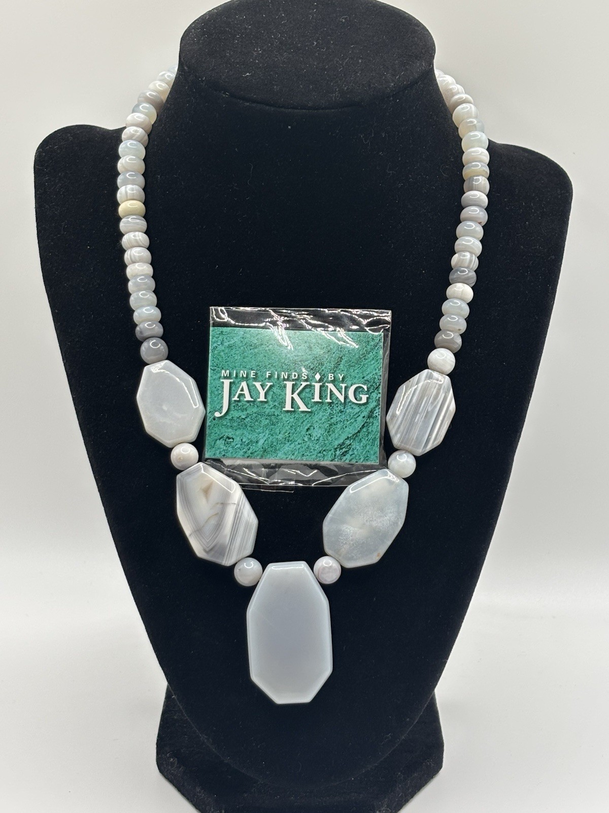 DTR Mine Finds by Jay King Gray Lace Agate Sterling Silver Necklace