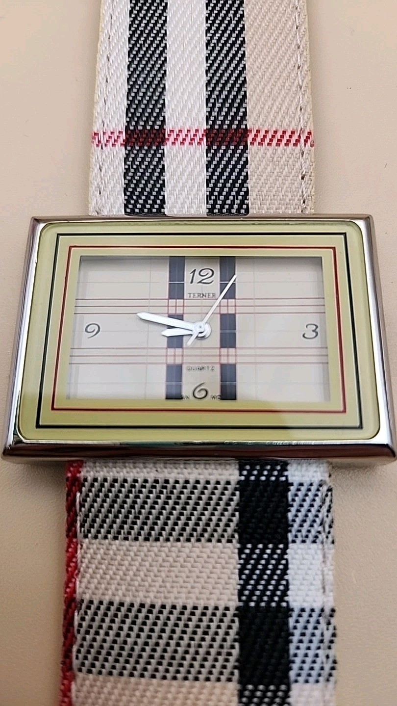 BIJOUX TERNER Silver Tone/ Plaid Styled Women’s Fashion Watch NEW BATTERY