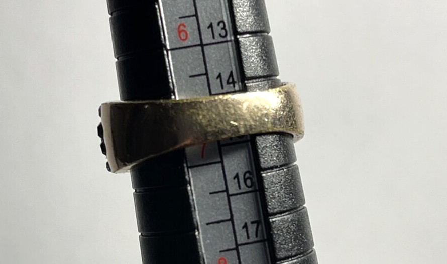 Chocolate Brown & White Simulated Diamond “S” Rose Gold Color Band Ring Sz 6.5