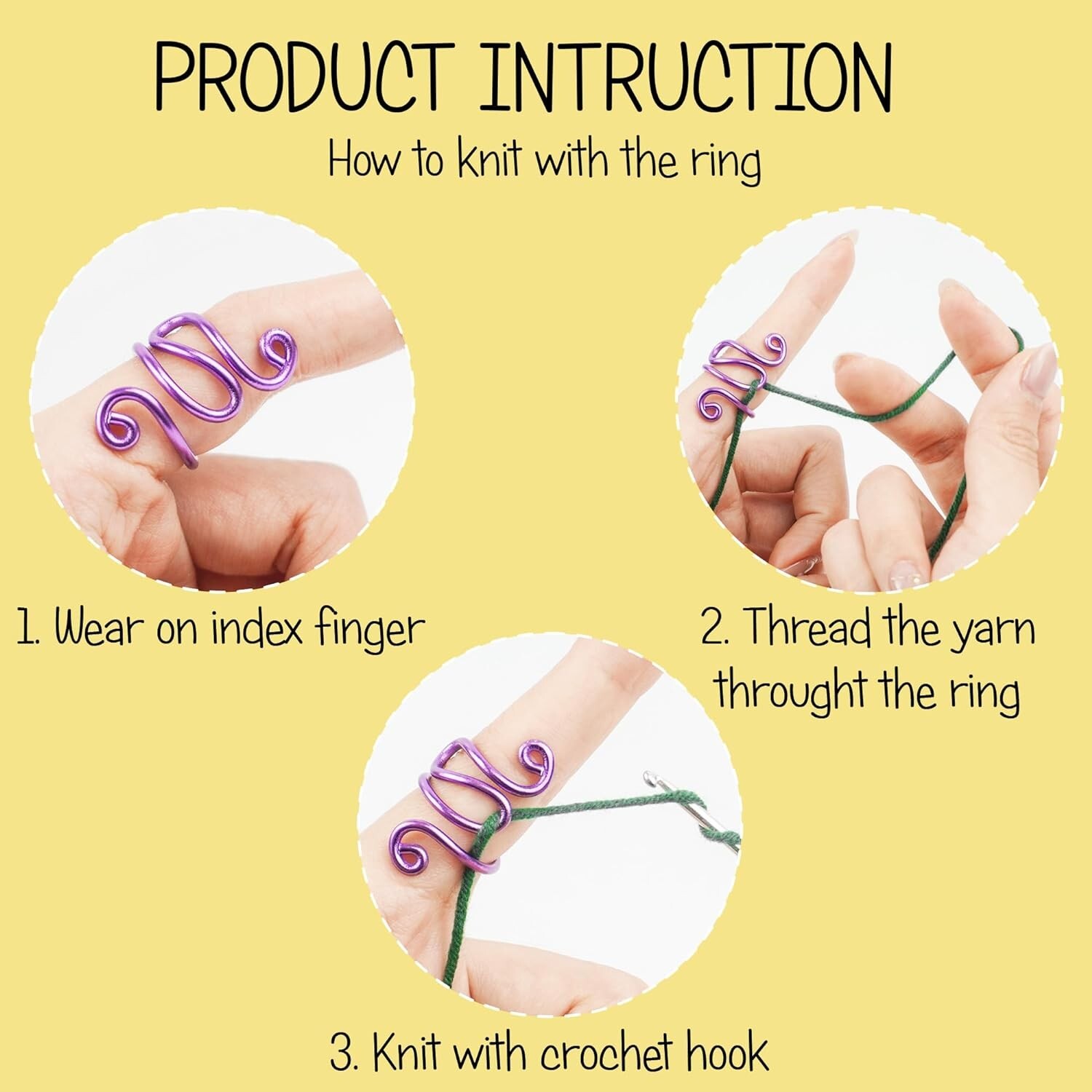 Handmade Crochet Tension Ring, Lefties & Righties Yarn Tension Control Ring-B21