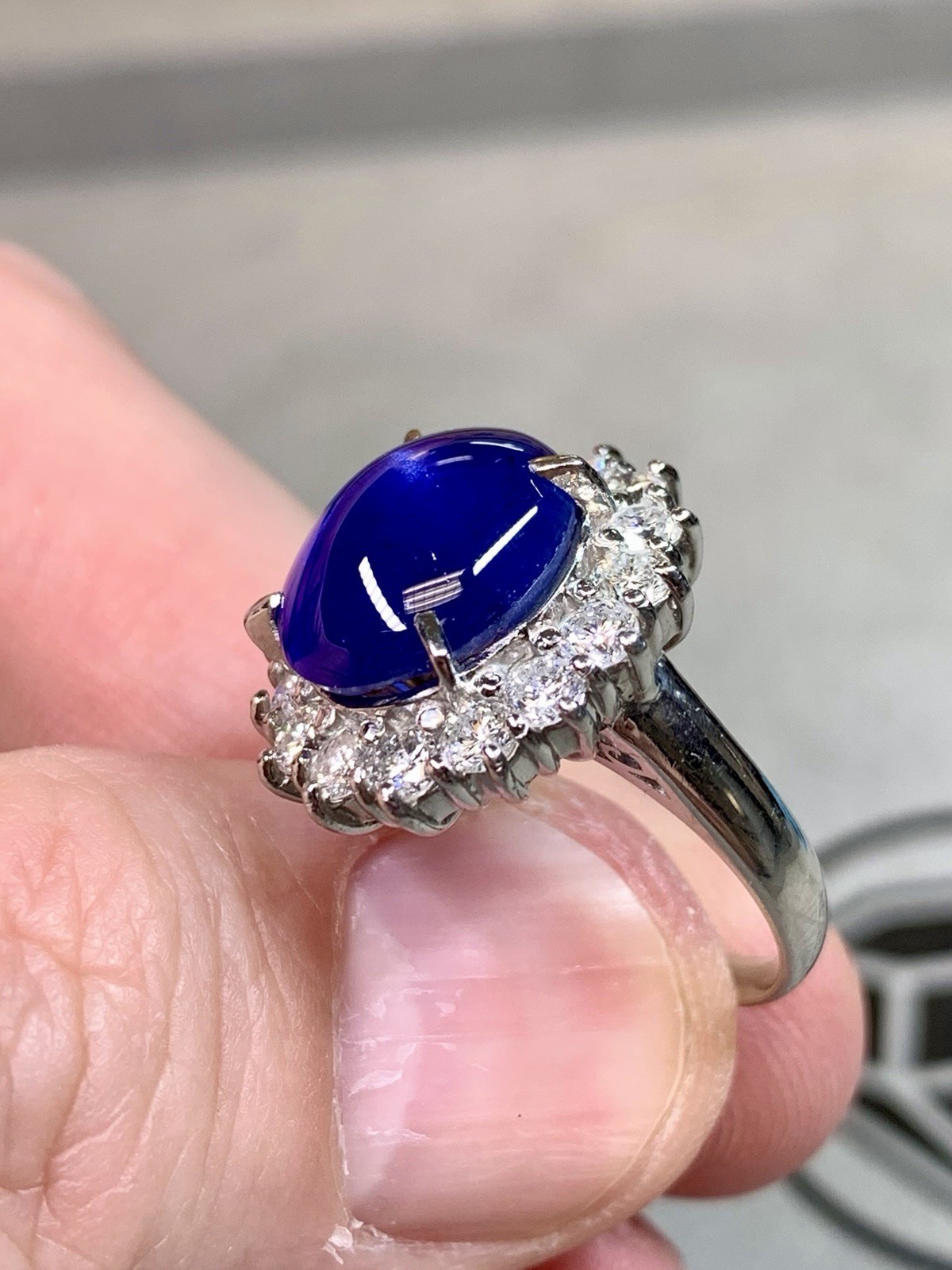 Estate Untreated 7.68ct Burmese Star Sapphire Diamond Platinum Cocktail Ring GIA
