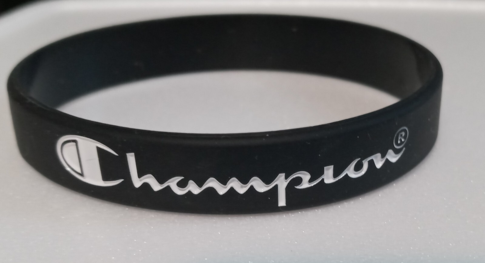 CHAMPION Bracelet Silicone Black w White Print APROX 5/16” Wide – US Seller!!!