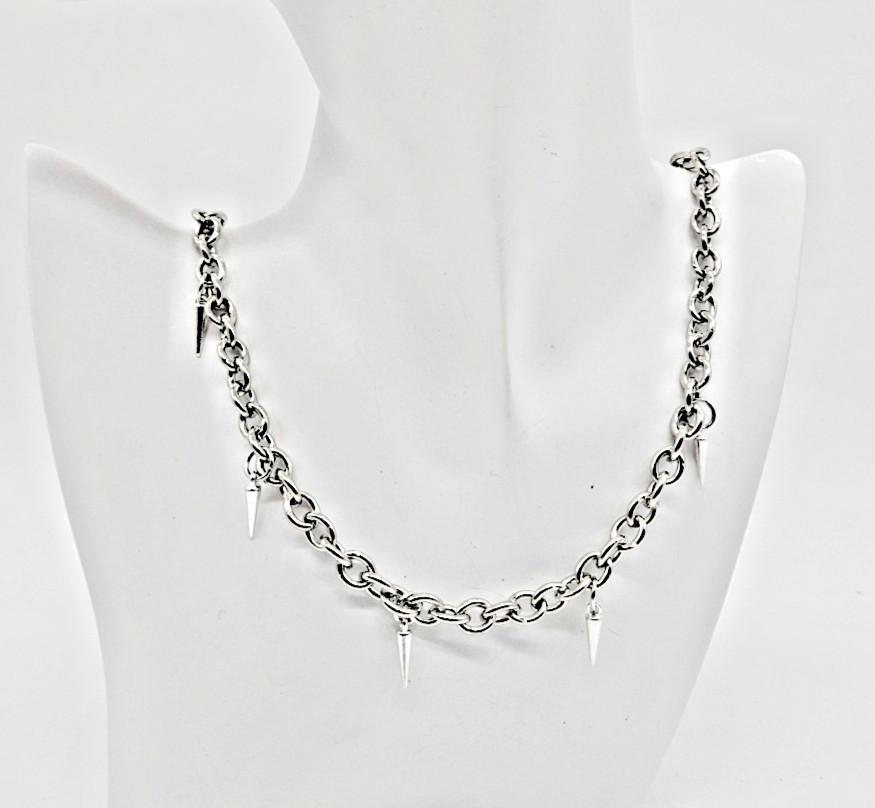 Stainless Steel Punk Stud Thorns Pendant Chain Necklace Fashion Jewelr 13-1