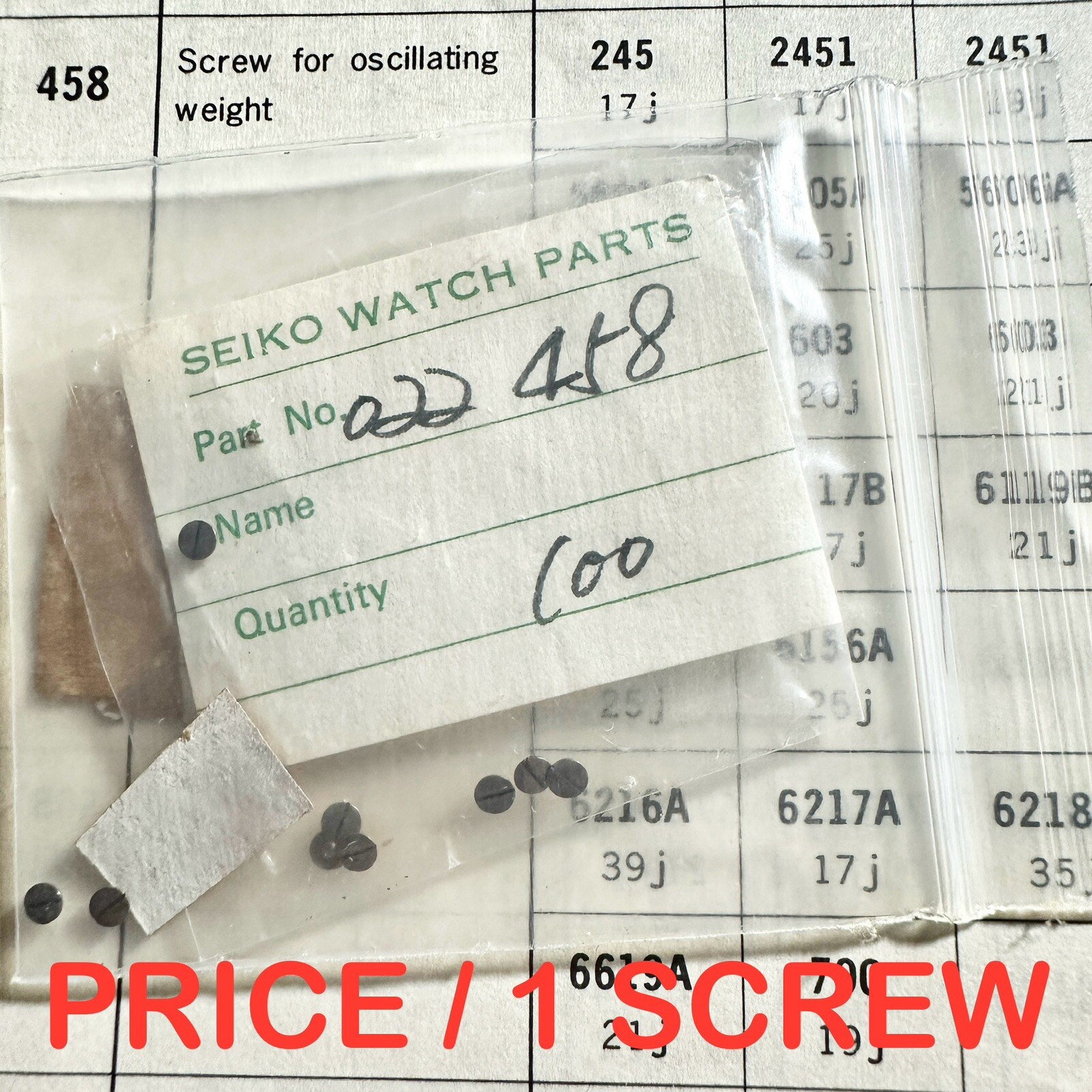 NOS SCREW FOR OSCILLATING WEIGHT SEIKO 4006 5606 5626 6105 6138 6217 6246 ETC.