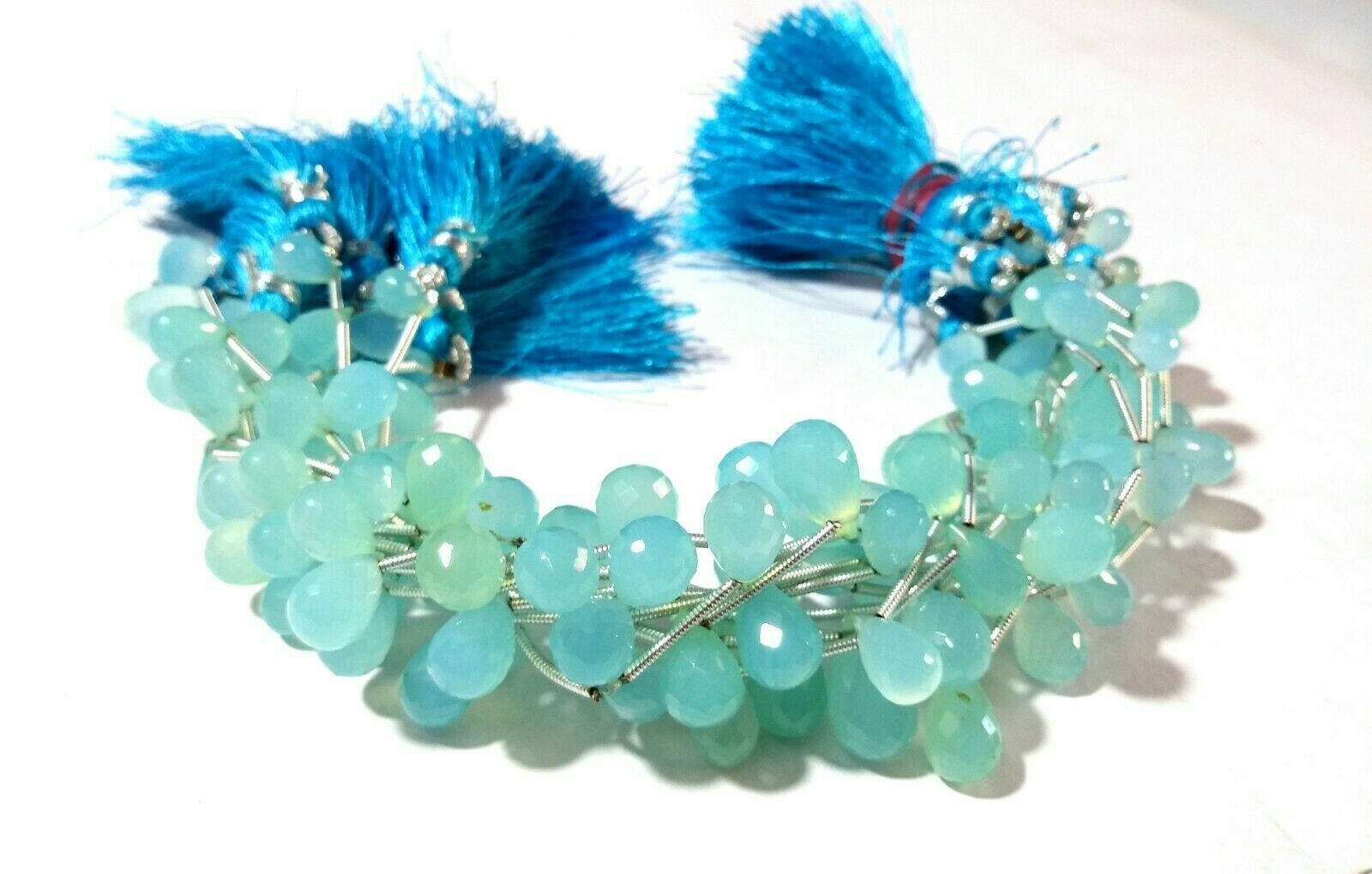 Aqua Chalcedony 4×6-5X8mm Teardrop Faceted Loose Beads 8″inch 1 Strand KG