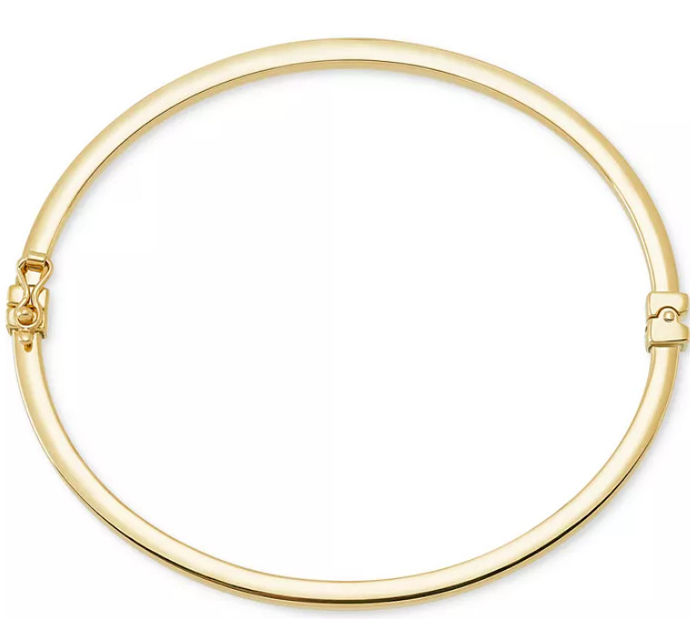 Italian 14k Yellow Gold Hollow Square Tube Bangle Bracelet 7″ 3mm 4.6 grams
