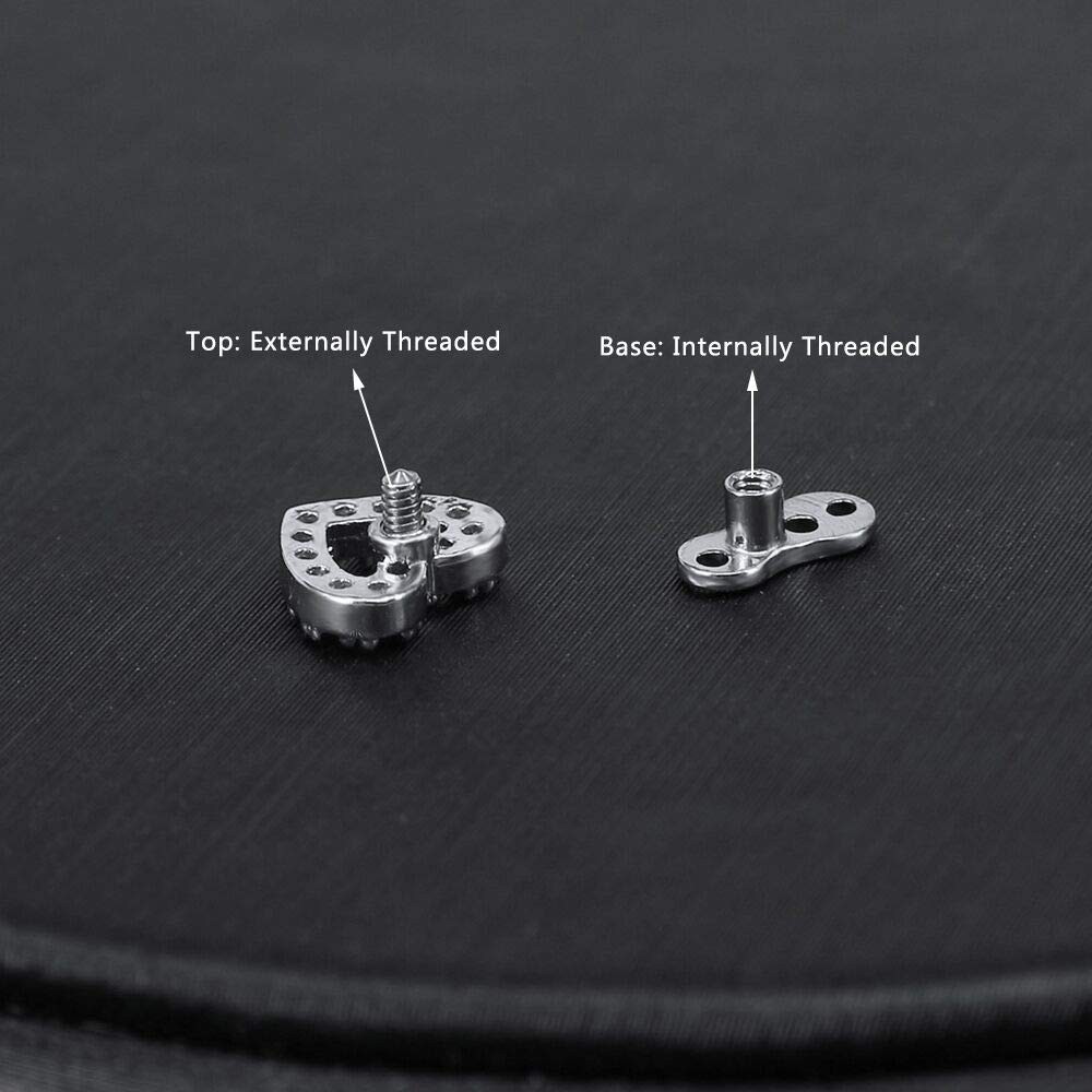 14G Cubic Zirconia Dermal Anchor Tops and Base Surgical Steel Microdermals Body