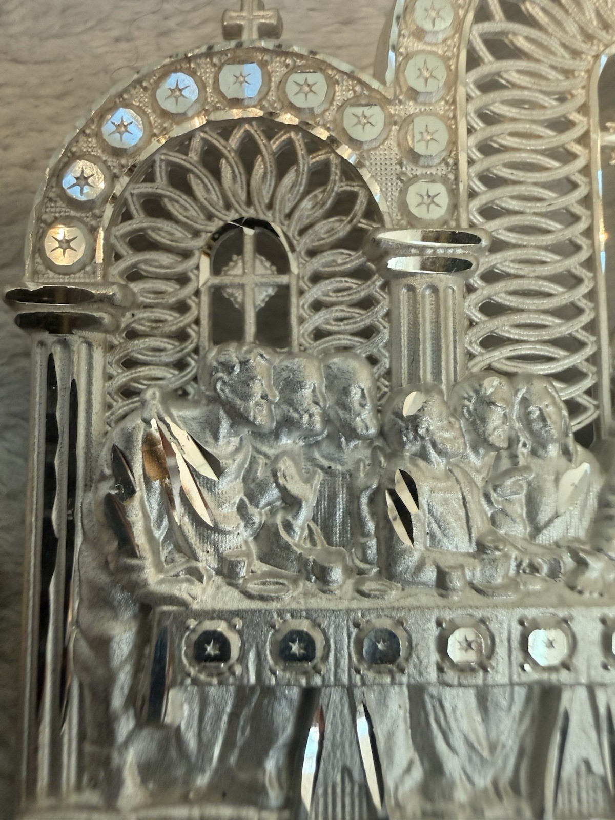 Last Supper Pendant .925 Sterling Silver Big Diamond Cut 40 Grams