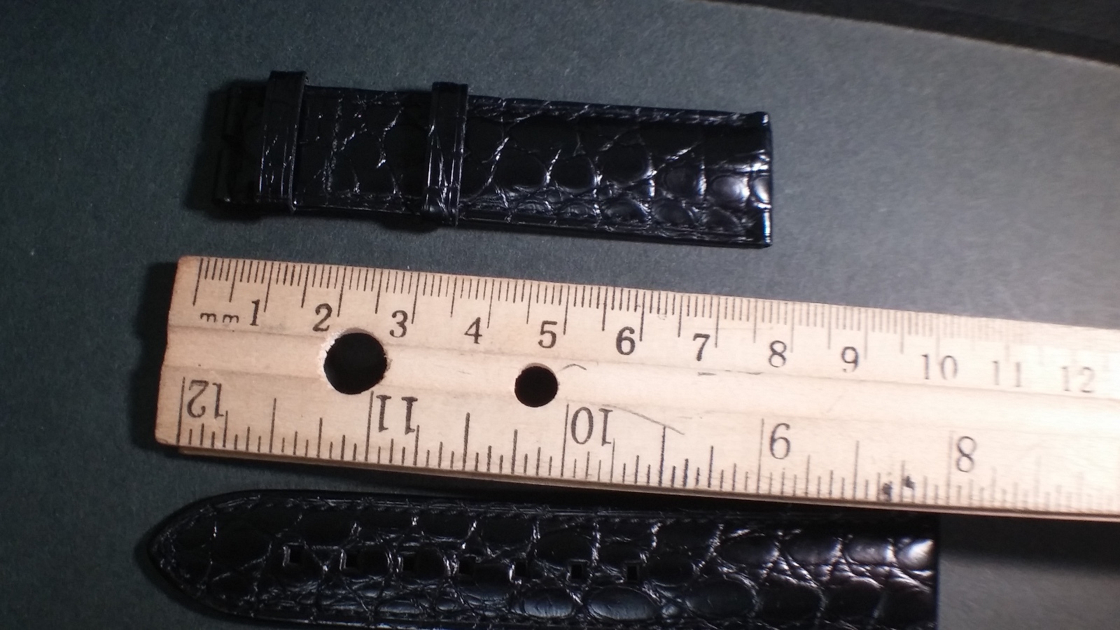 Montblanc band, alligator, BLACK, 20/18mm, 110x80mm approx lengths, long